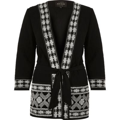 Black embellished kimono jacket